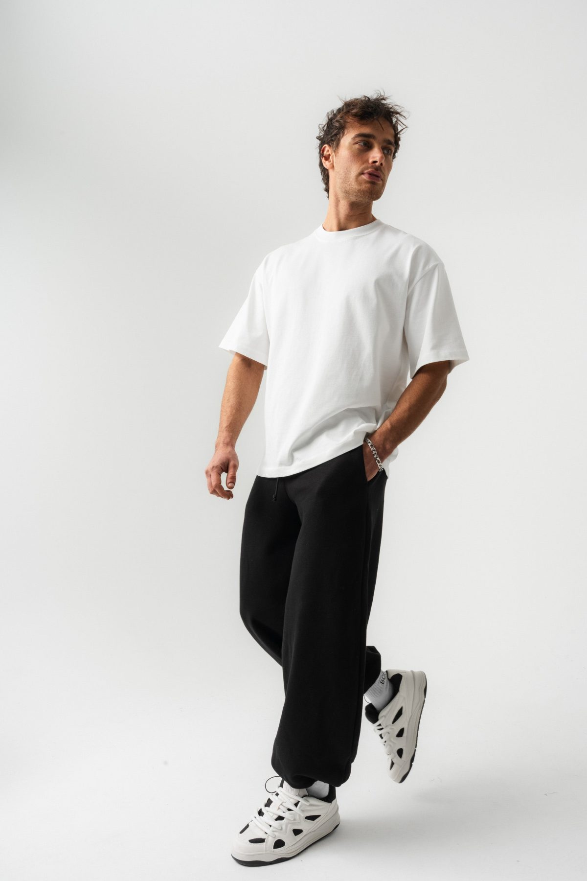 BORZ Oversize Kalıp Basic T-shirt - Beyaz — Beyaz (5)