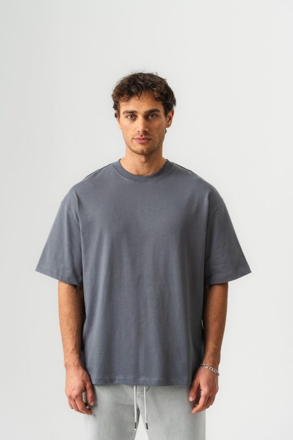 BORZ Oversize Kalıp Basic T-shirt - Grafit — GRAFİT