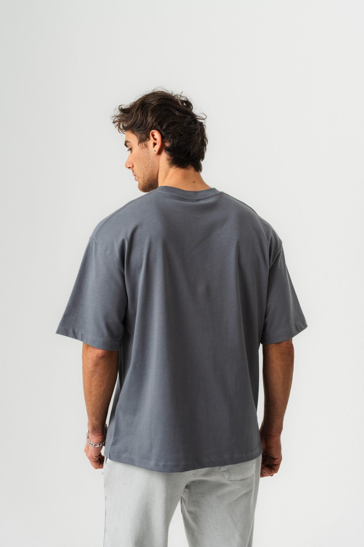 BORZ Oversize Kalıp Basic T-shirt - Grafit — GRAFİT (3)