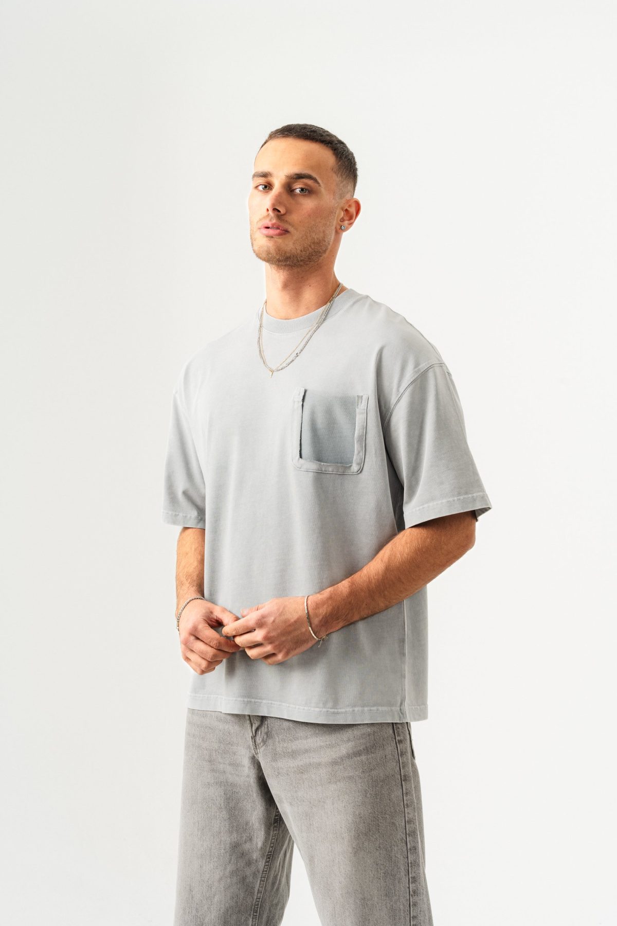 BORZ UNISEX CEPLİ-YIKAMALI OVERSİZE TİŞÖRT —  (1)