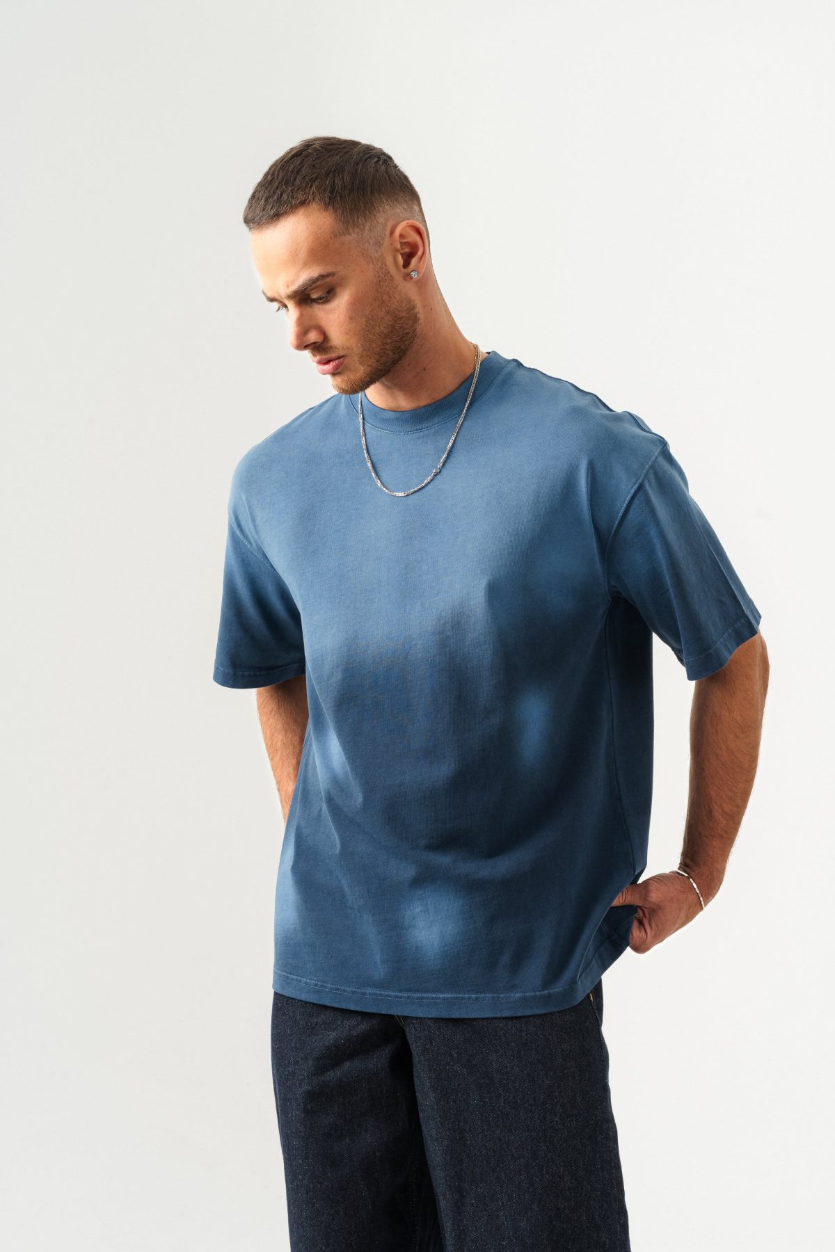 BORZ UNISEX GEÇİŞLİ - YIKAMALI OVERSIZE TİŞÖRT — Haki (1)