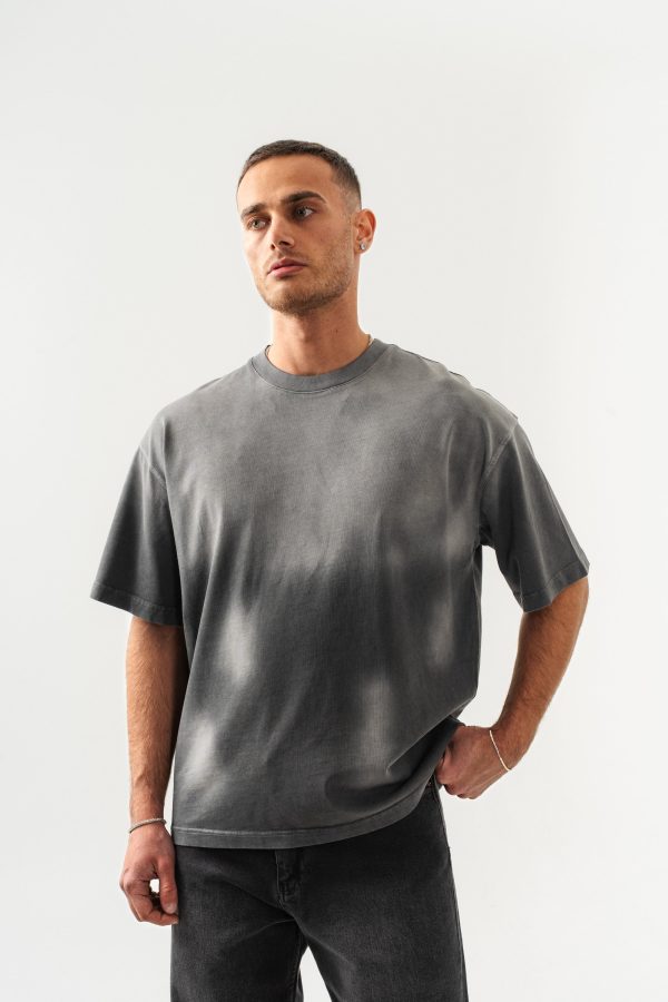 BORZ UNISEX GEÇİŞLİ - YIKAMALI OVERSIZE TİŞÖRT — Gri