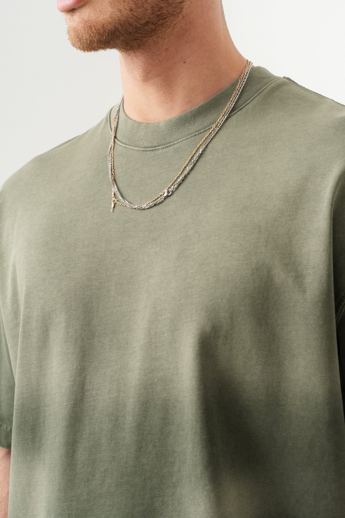BORZ UNISEX GEÇİŞLİ - YIKAMALI OVERSIZE TİŞÖRT — Haki (5)