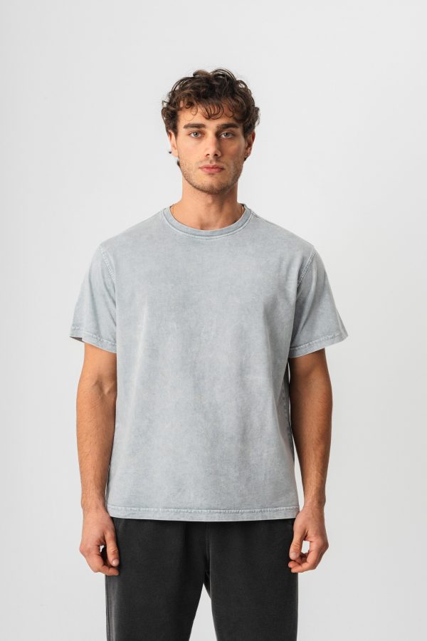BORZ Yıkamalı Basic T-shirt - Gri — Gri