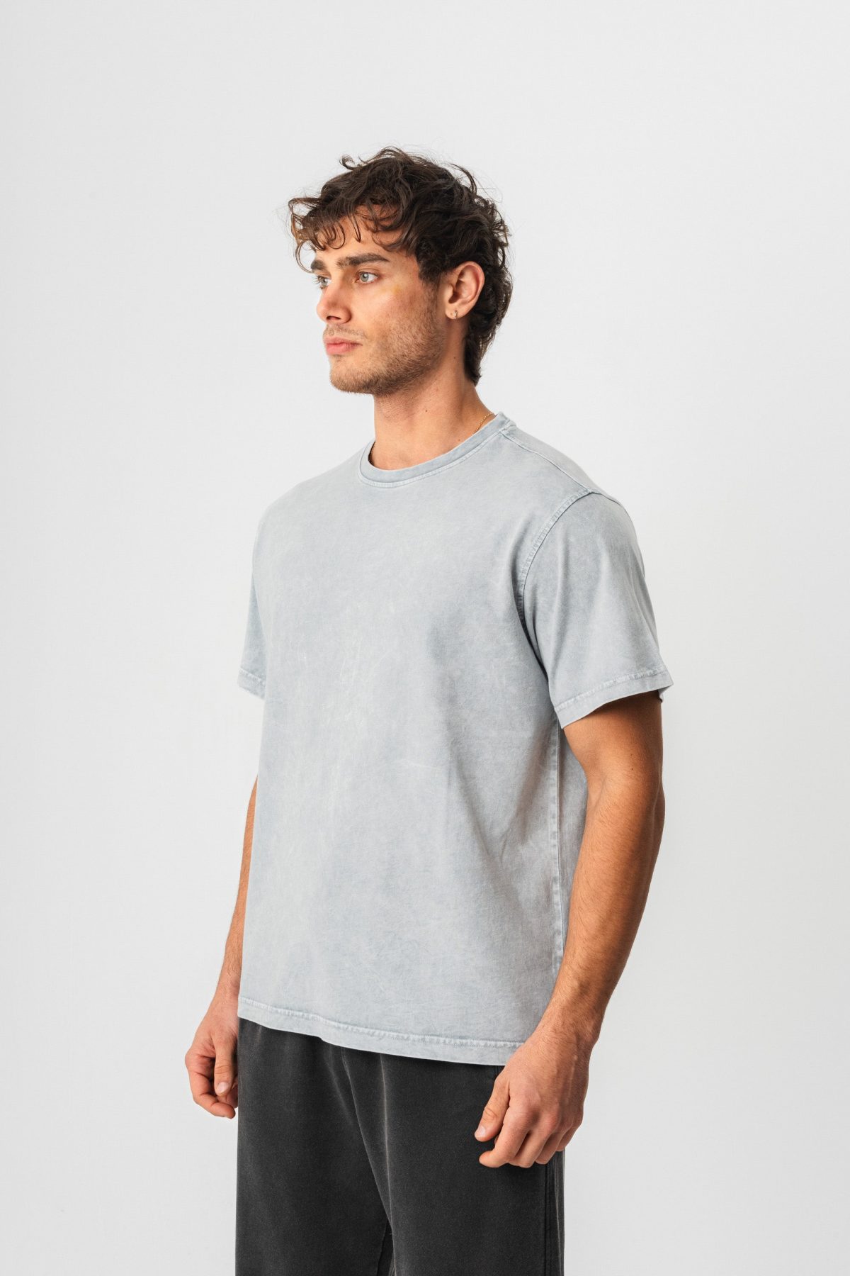 BORZ Yıkamalı Basic T-shirt - Gri — Gri (2)