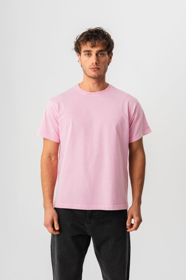 BORZ Yıkamalı Basic T-shirt - Pembe — Pembe
