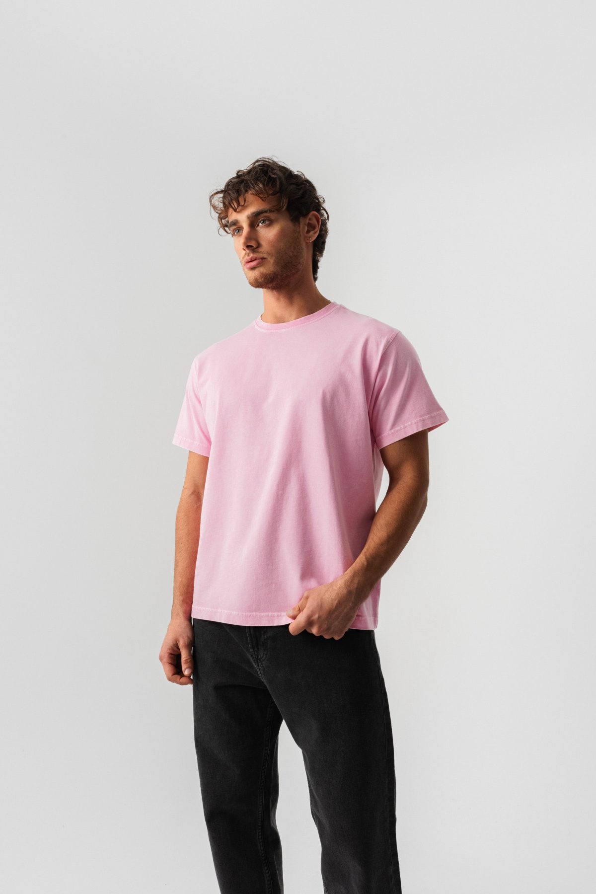BORZ Yıkamalı Basic T-shirt - Pembe — Pembe (5)