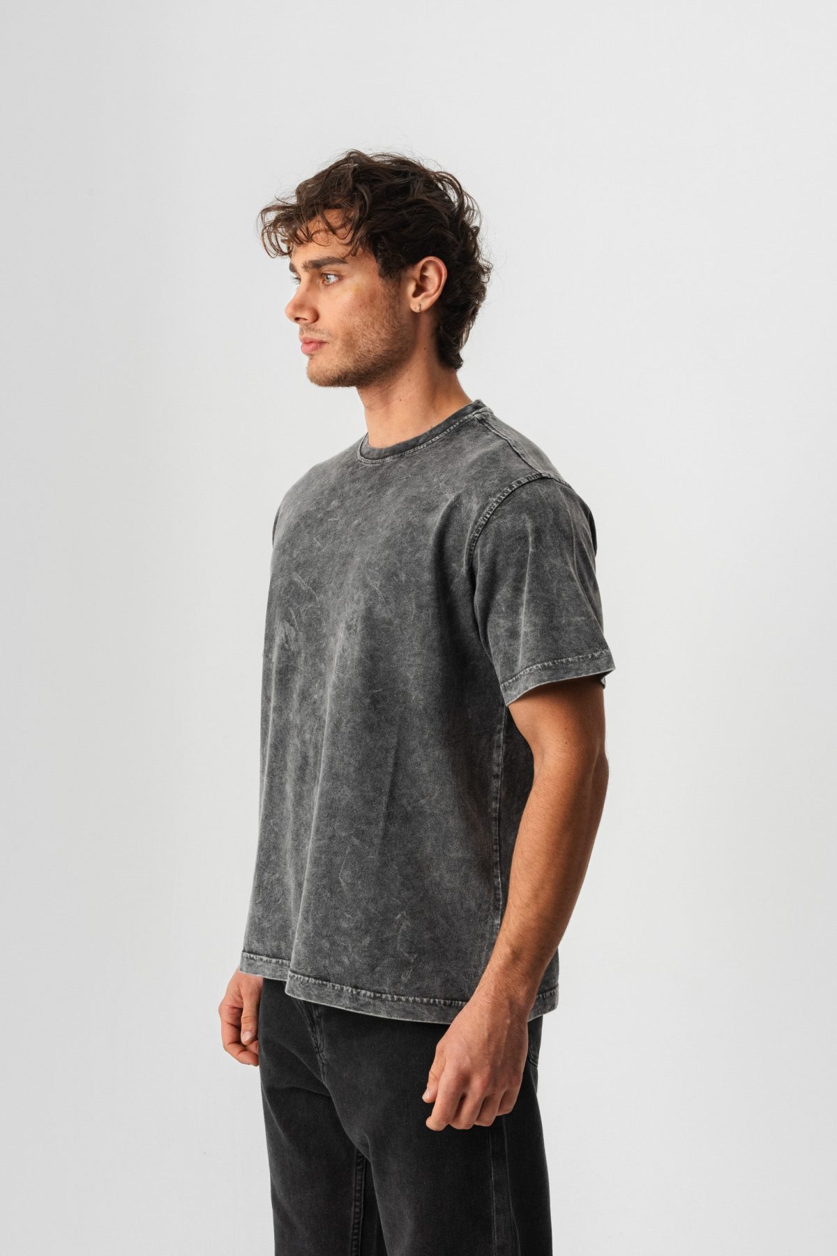 BORZ Yıkamalı Basic T-shirt - Siyah — Siyah (2)