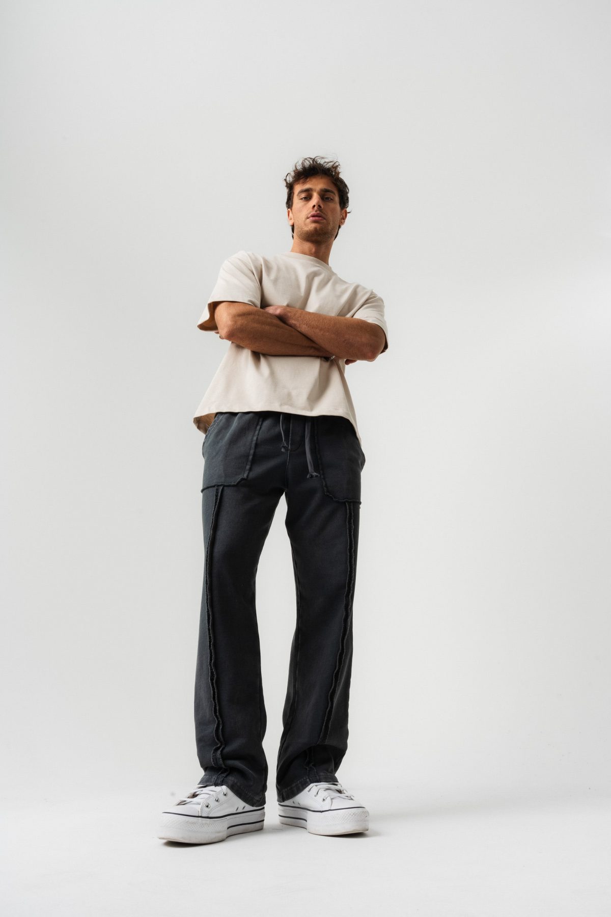 BORZ Yıkamalı Pis Dikişli Baggy Eşofman Altı - Siyah — Siyah (6)