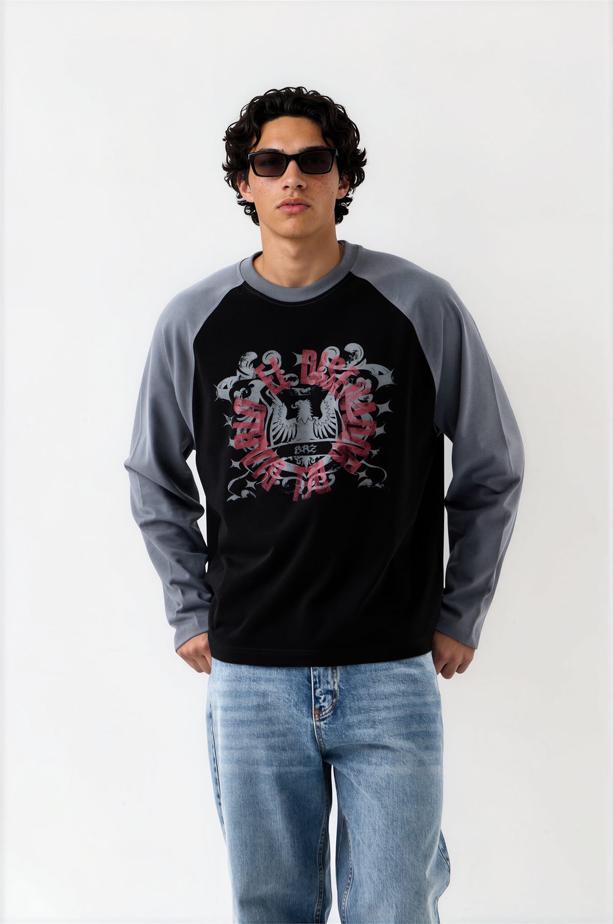 Crest Raglan Sweatshirt — Jet Black (1)