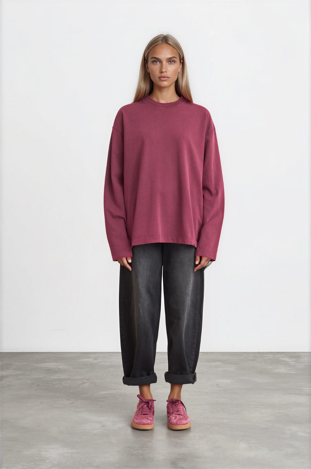 Garment Dyed Long Sleeve — Burgundy (2)