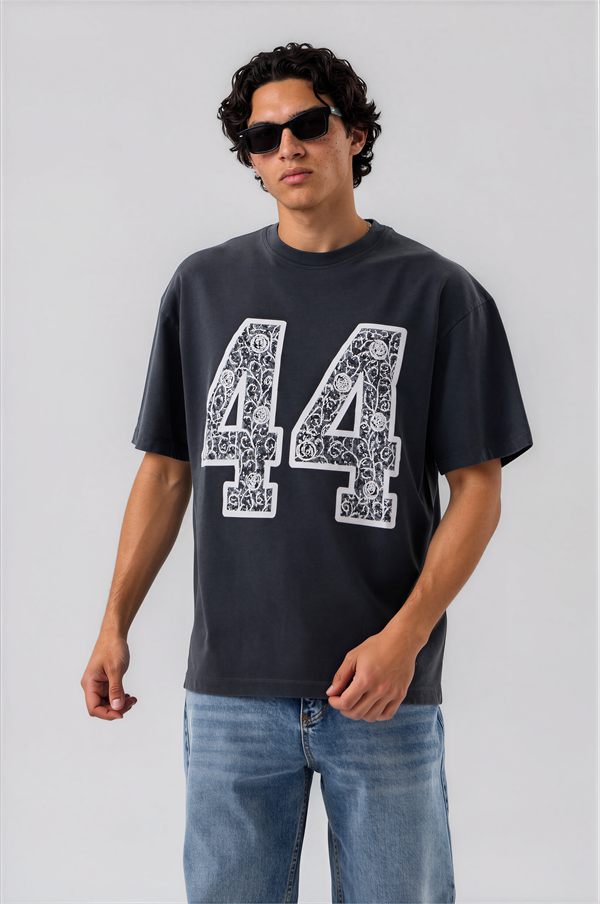 44 Graphic Tee — Washed Black