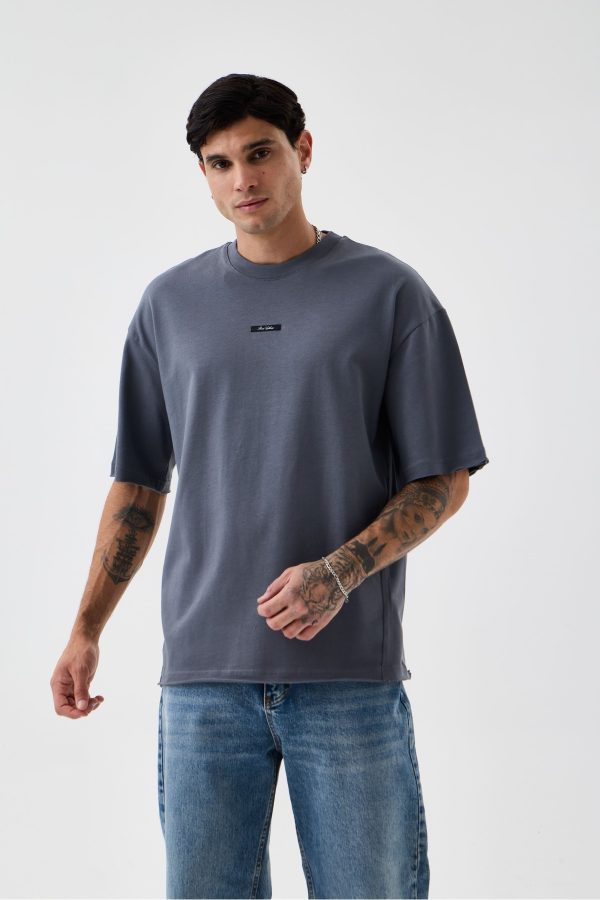 Erkek Soluk Efektli Boyfriend Kalıp Bisiklet Yaka T-shirt