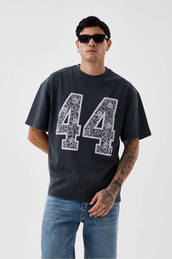 Yıkamalı Oversize %100 Pamuk Bisiklet Yaka T-shirt