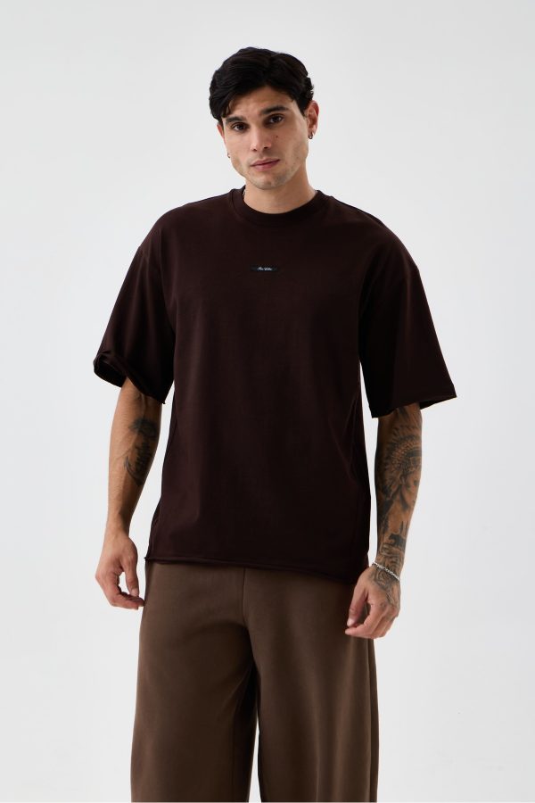 Erkek Soluk Efektli Boyfriend Kalıp Bisiklet Yaka T-shirt