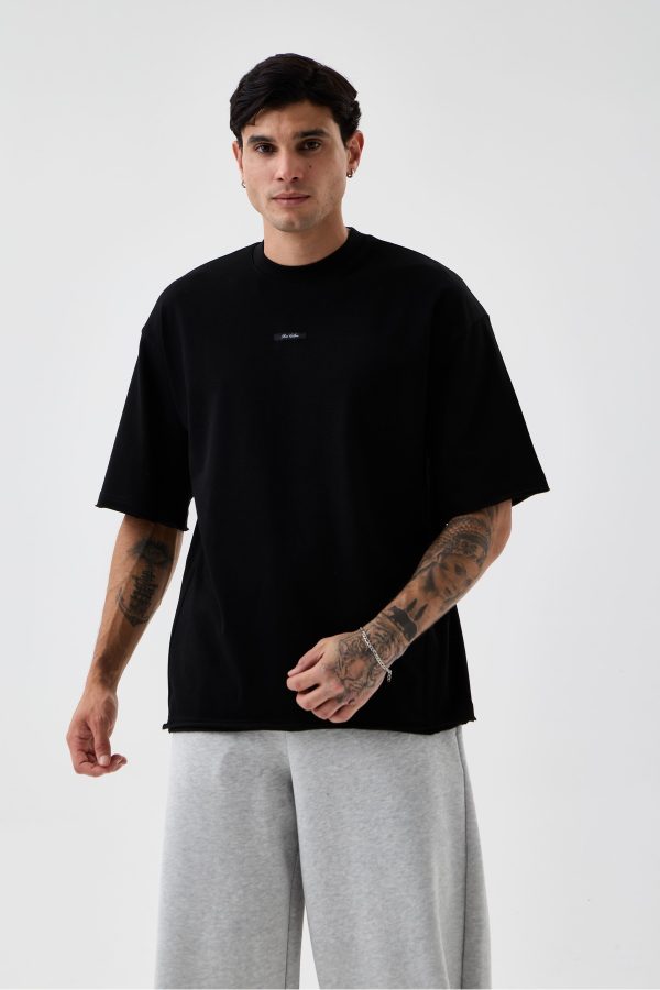 Erkek Soluk Efektli Boyfriend Kalıp Bisiklet Yaka T-shirt