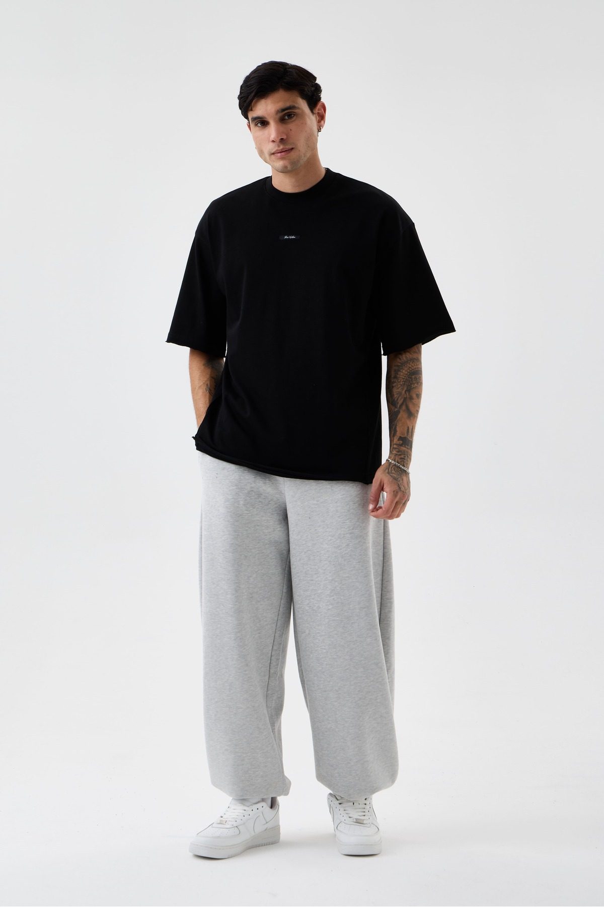 Erkek Soluk Efektli Boyfriend Kalıp Bisiklet Yaka T-shirt —  (2)