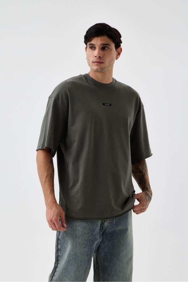 Erkek Soluk Efektli Boyfriend Kalıp Bisiklet Yaka T-shirt