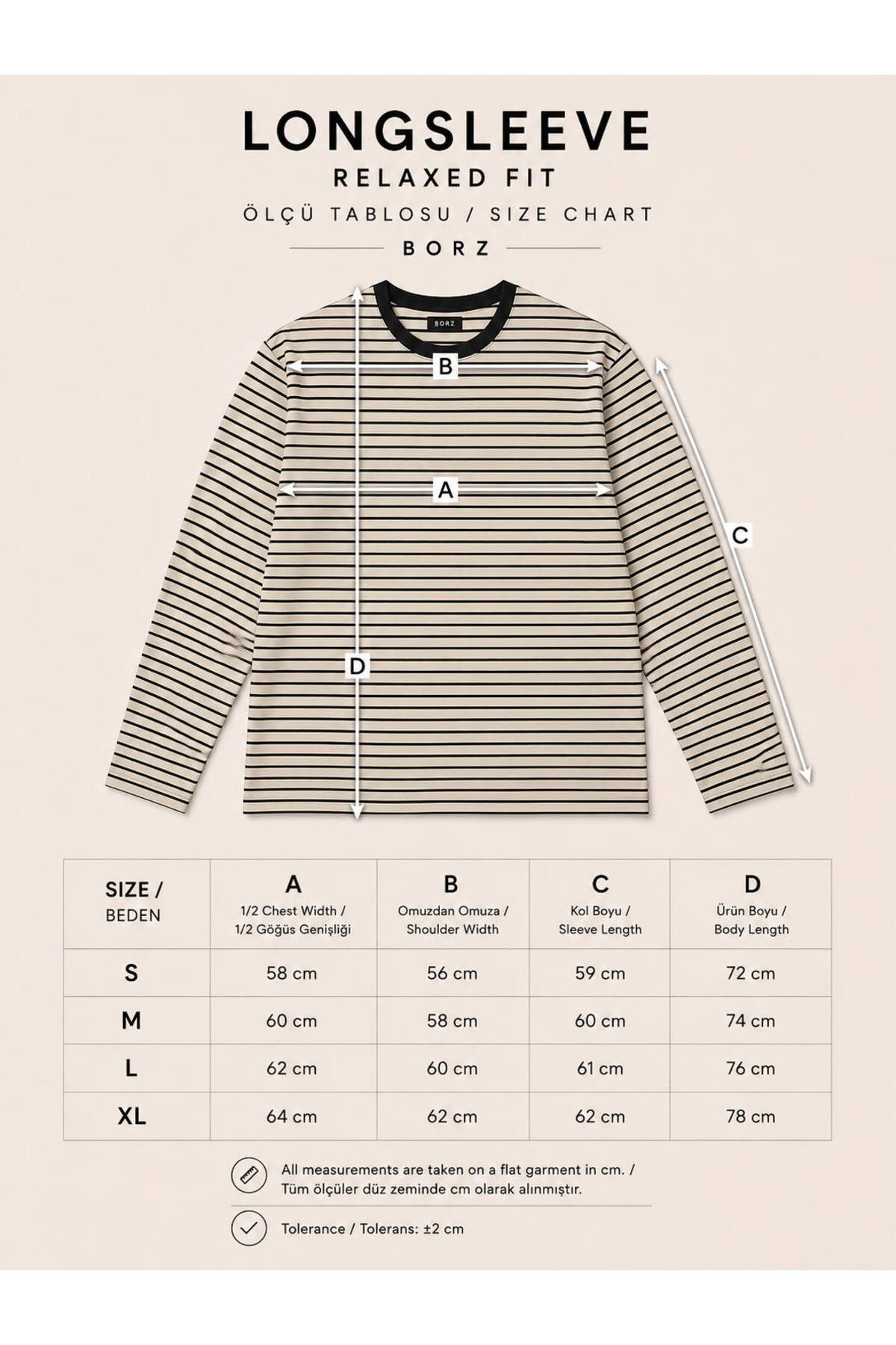 Unisex Lacivert-Beyaz Çizgili Oversize Kalıp Bisiklet Yaka Uzun Kollu T-shirt. —  (8)