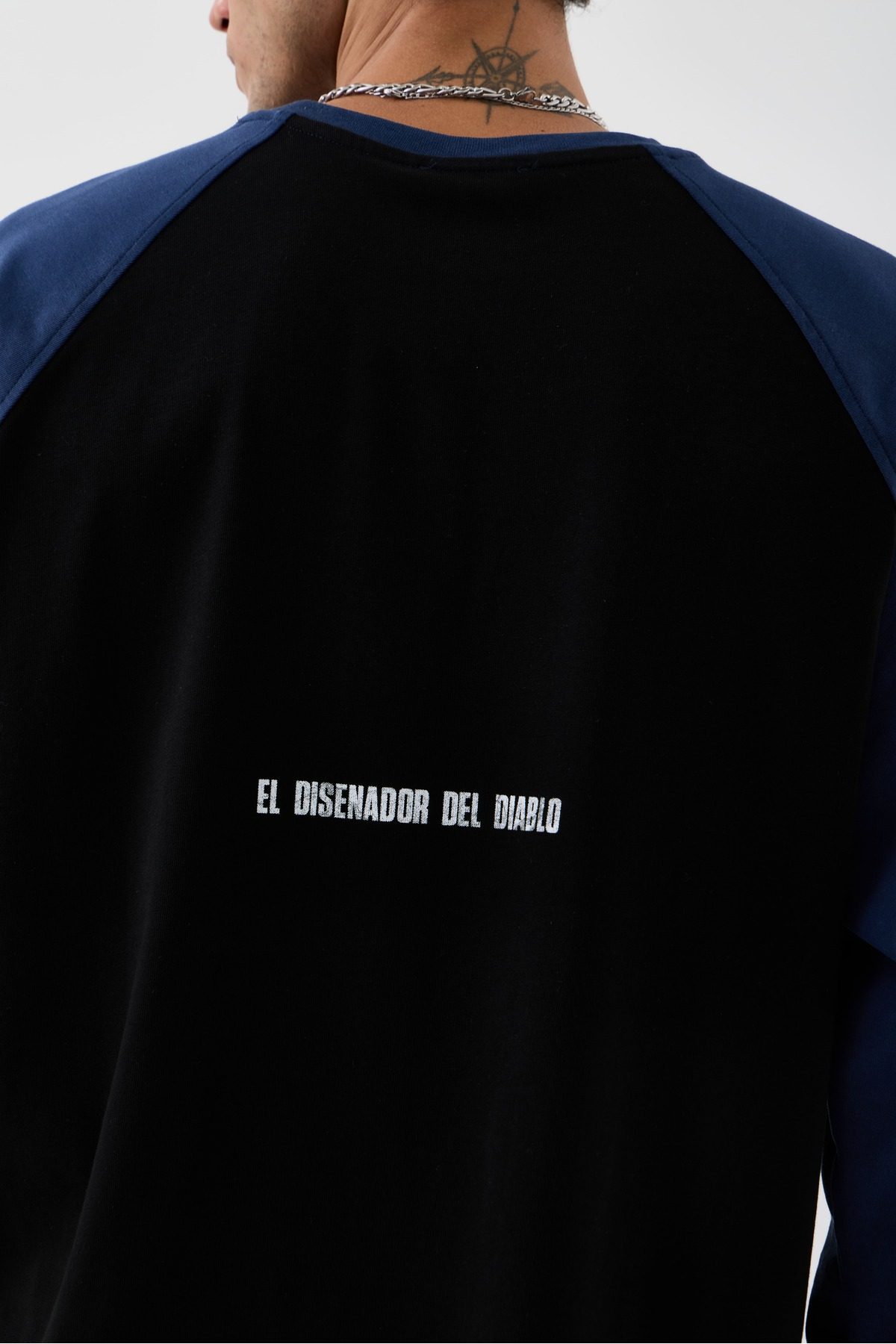 Çift Renk Kartal Baskılı Detaylı Oversize Uzun Kollu Tshirt —  (5)