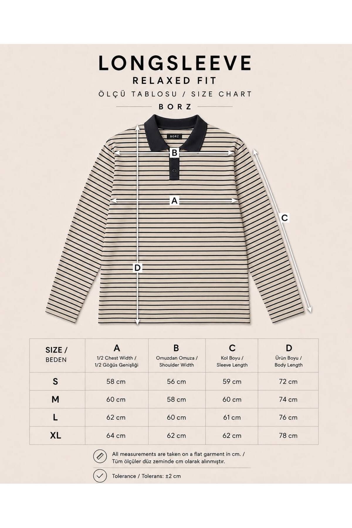 Erkek Lacivert-Beyaz Çizgili Oversize Fit Polo Yaka Uzun Kollu T-Shirt —  (7)