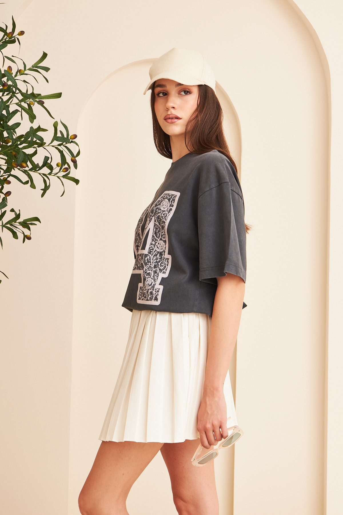 Kadın %100 Pamuk Yıkamalı T-shirt —  (2)