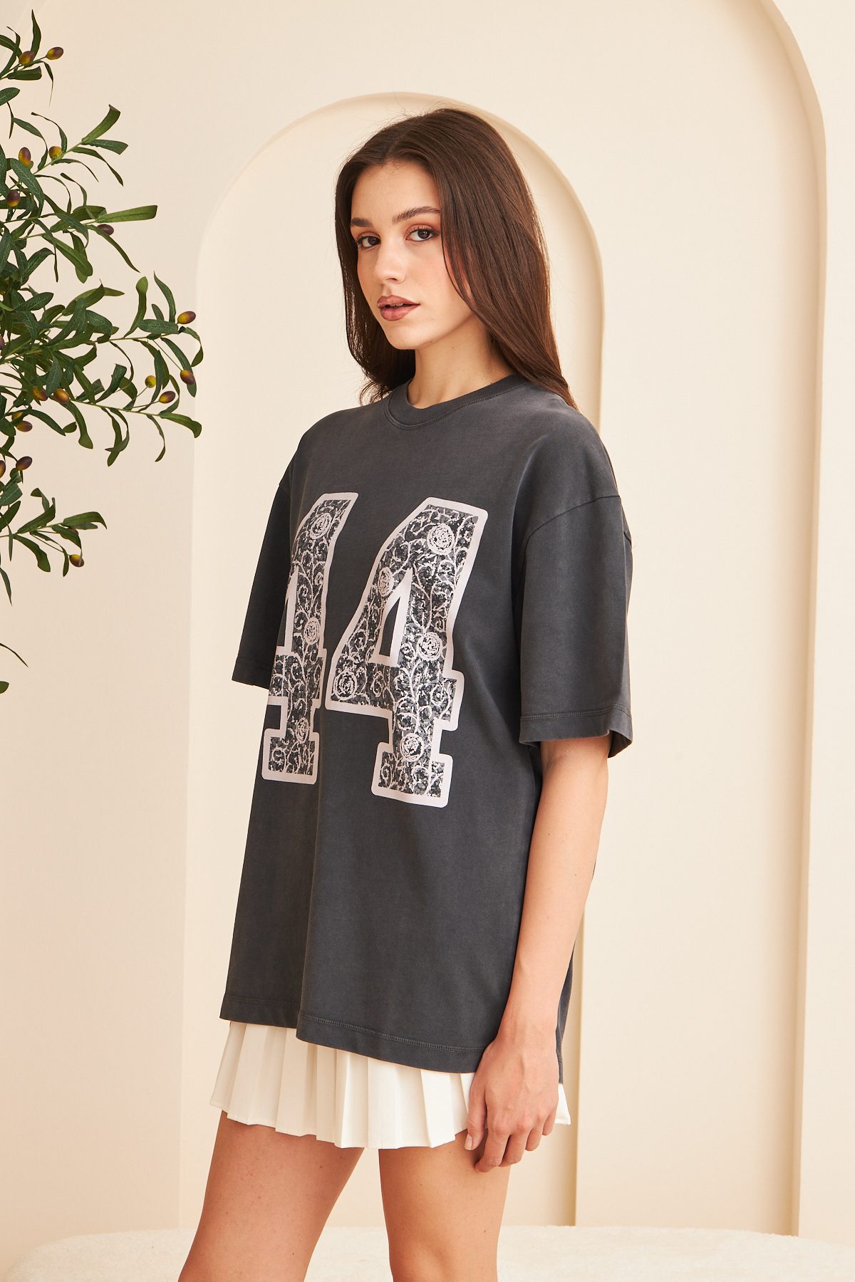 Kadın %100 Pamuk Yıkamalı T-shirt —  (5)