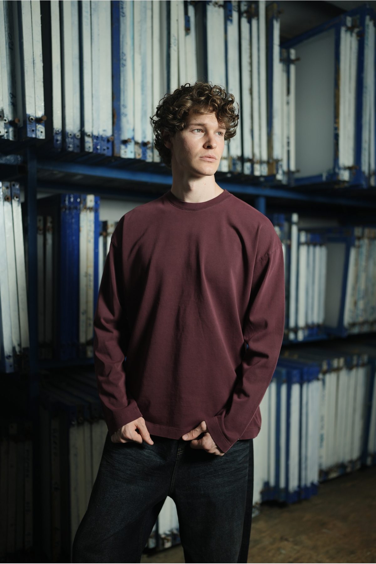 METAL DETAYLI YIKAMALI BASİC OVERSİZE LONGSLEEVE T-SHİRT —  (3)