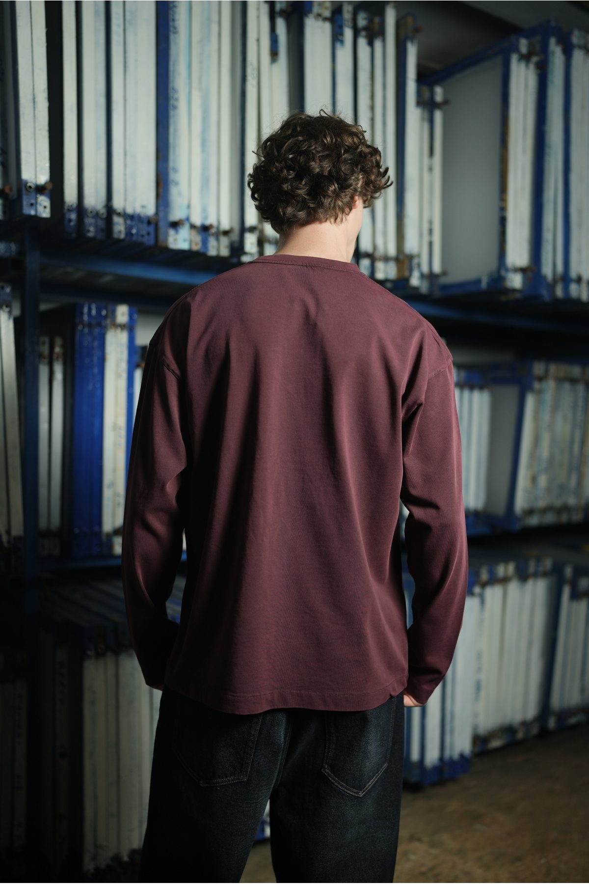 METAL DETAYLI YIKAMALI BASİC OVERSİZE LONGSLEEVE T-SHİRT —  (4)