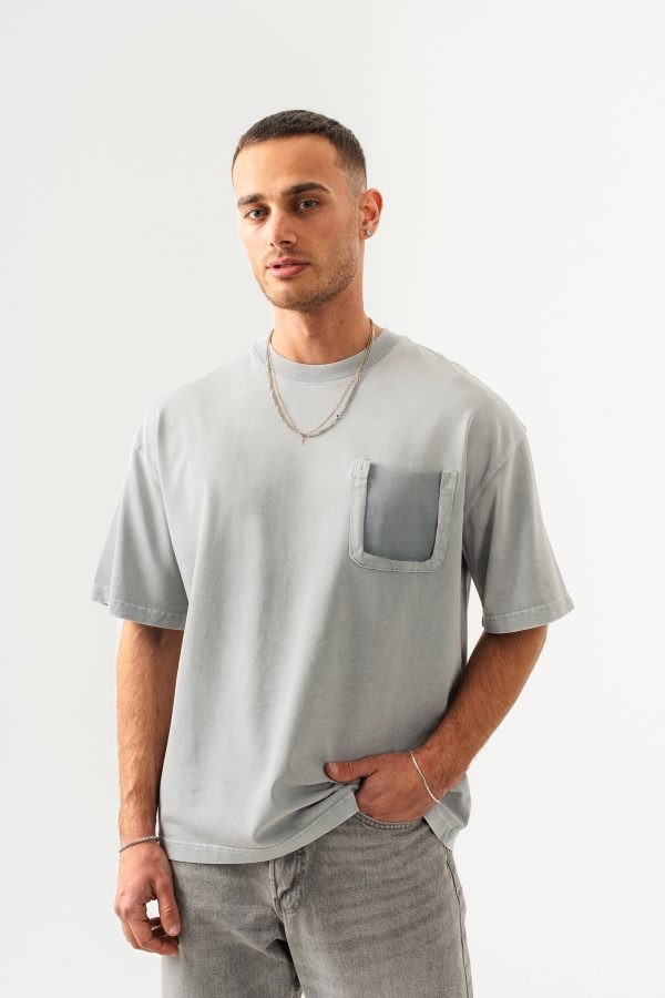 UNISEX CEPLİ-YIKAMALI OVERSİZE TİŞÖRT