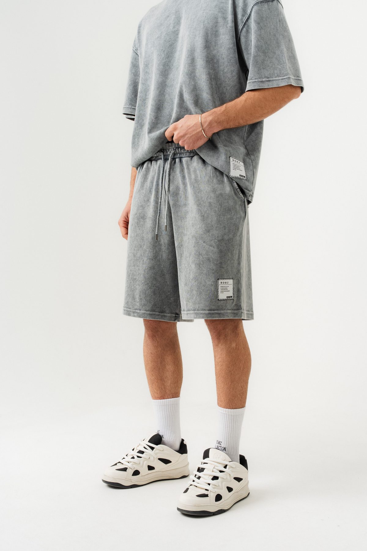 Erkek Soluk Efektli Oversize Kalıp T-shirt ve Şort Takımı —  (4)