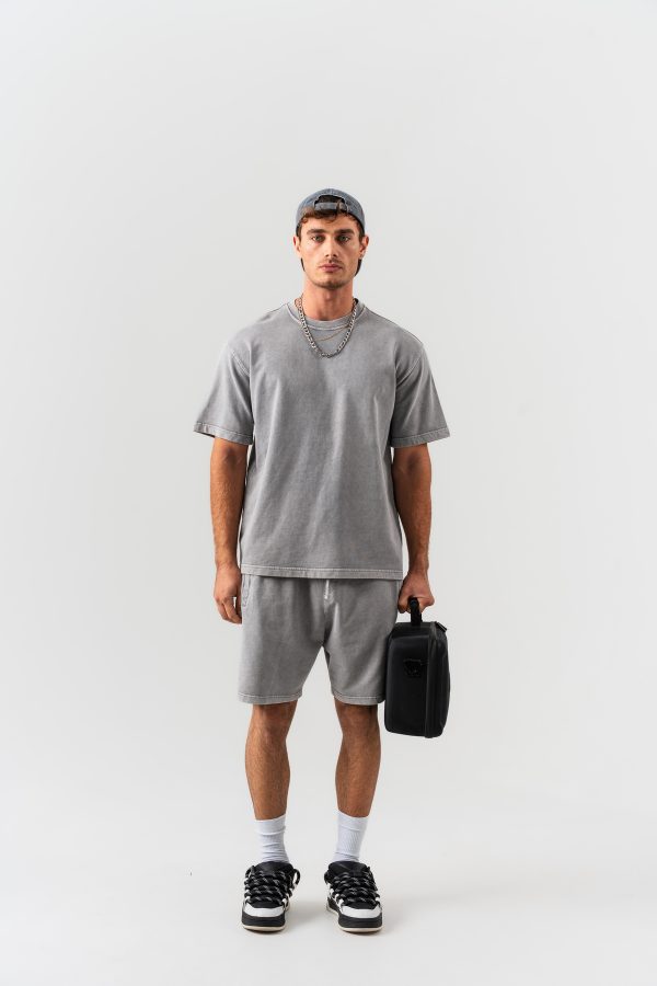 Erkek Yıkamalı Oversize T-shirt ve Şort Takımı