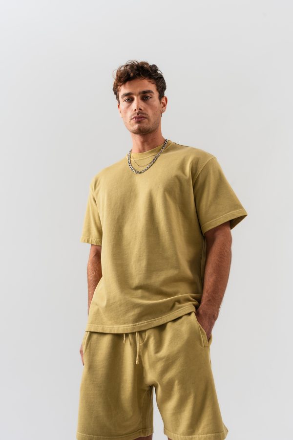 Erkek %95 Pamuk %5 Elastan Yıkamalı Oversize T-shirt ve Şort Takımı