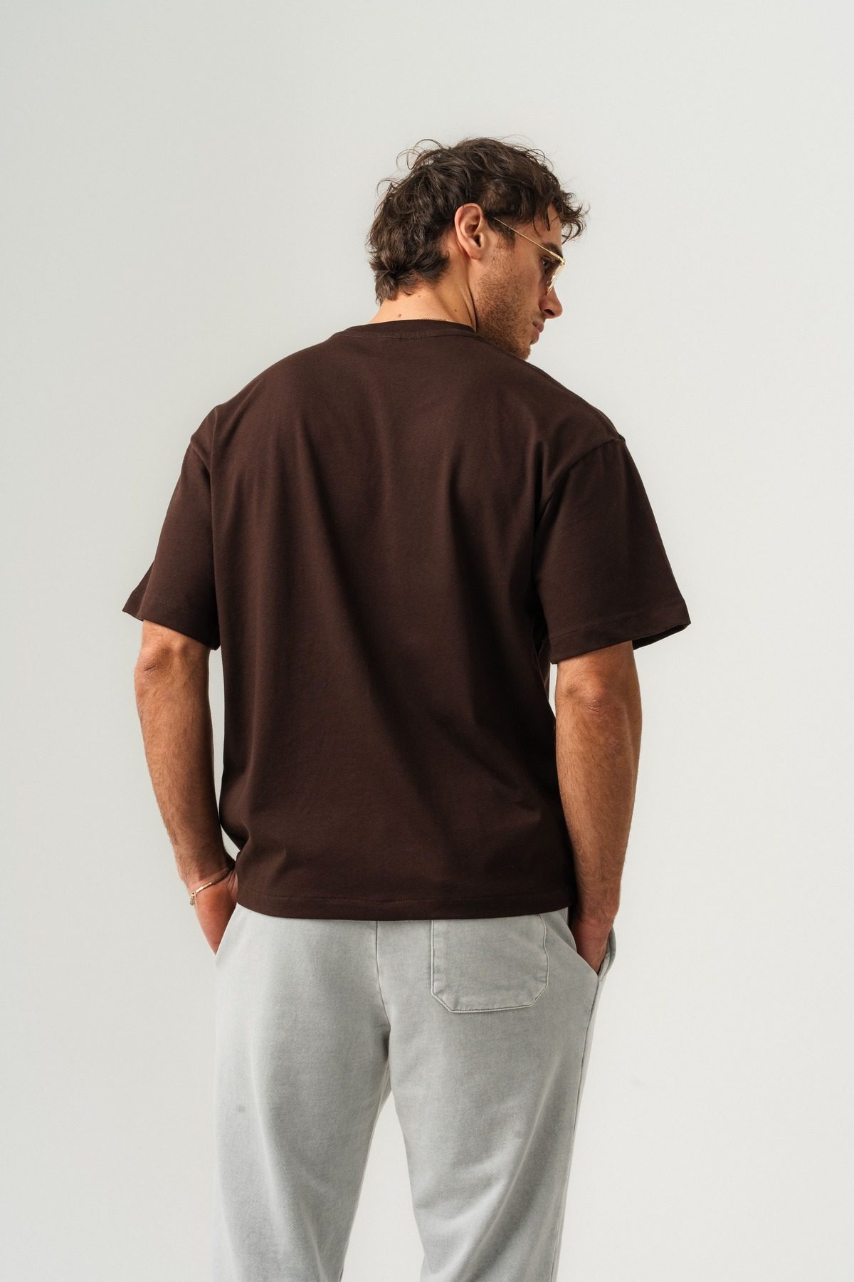 Erkek %100 Pamuk Oversize Kalıp Bisiklet Yaka Basic T-shirt —  (4)