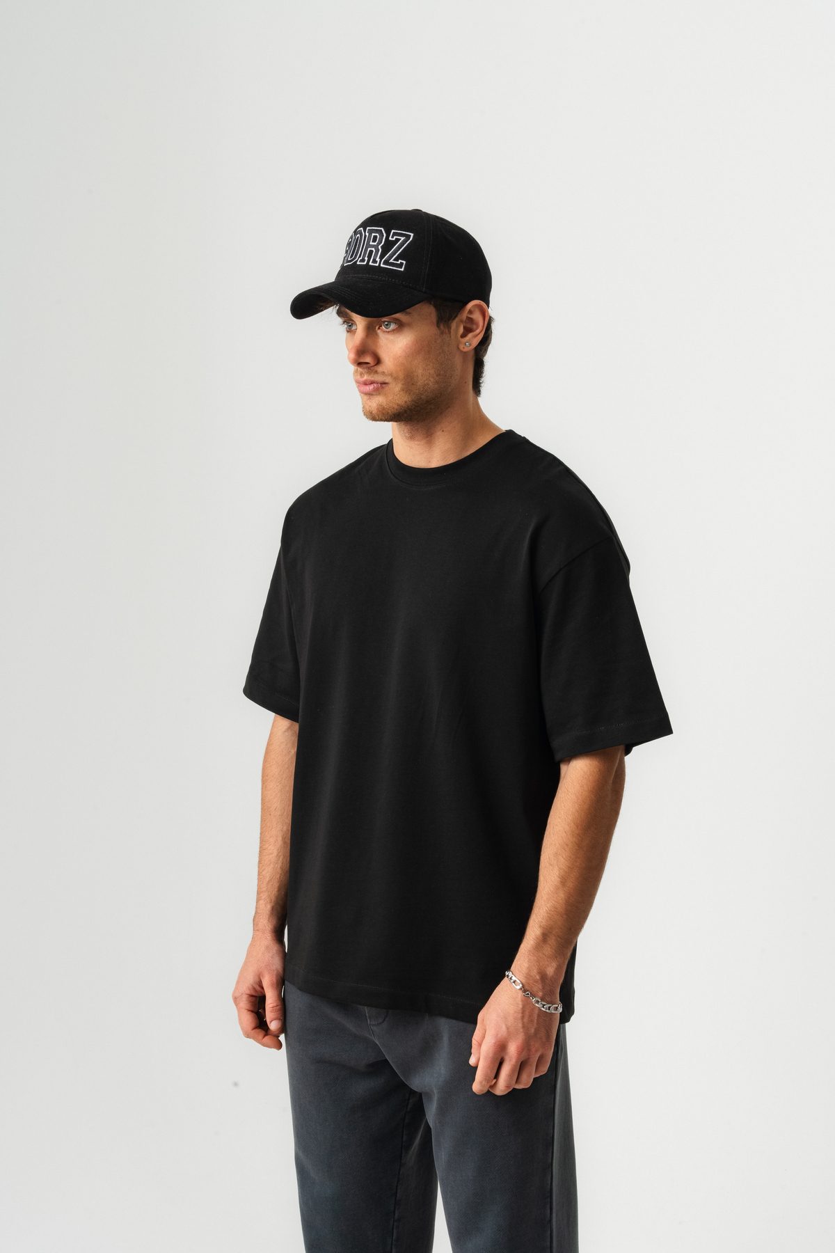 Erkek %100 Pamuk Oversize Kalıp Bisiklet Yaka Basic T-shirt —  (2)