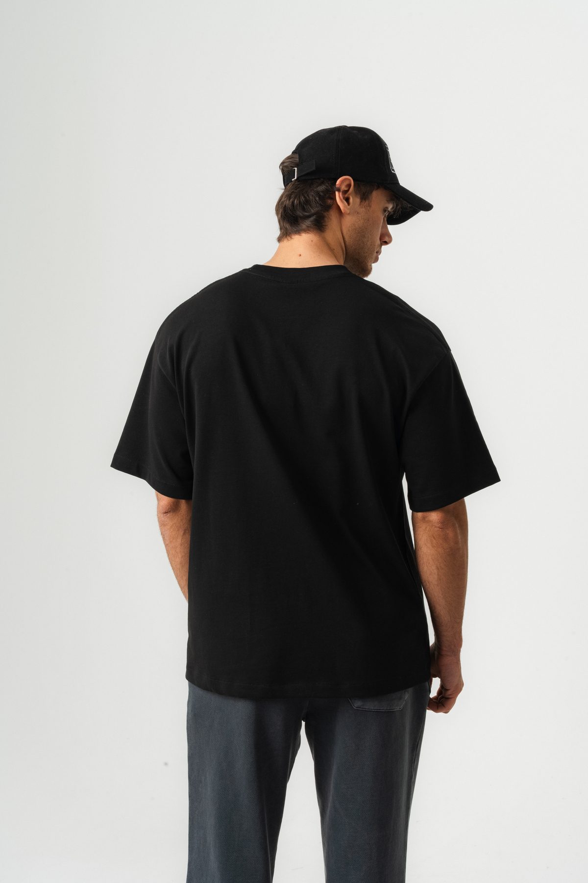 Erkek %100 Pamuk Oversize Kalıp Bisiklet Yaka Basic T-shirt —  (3)