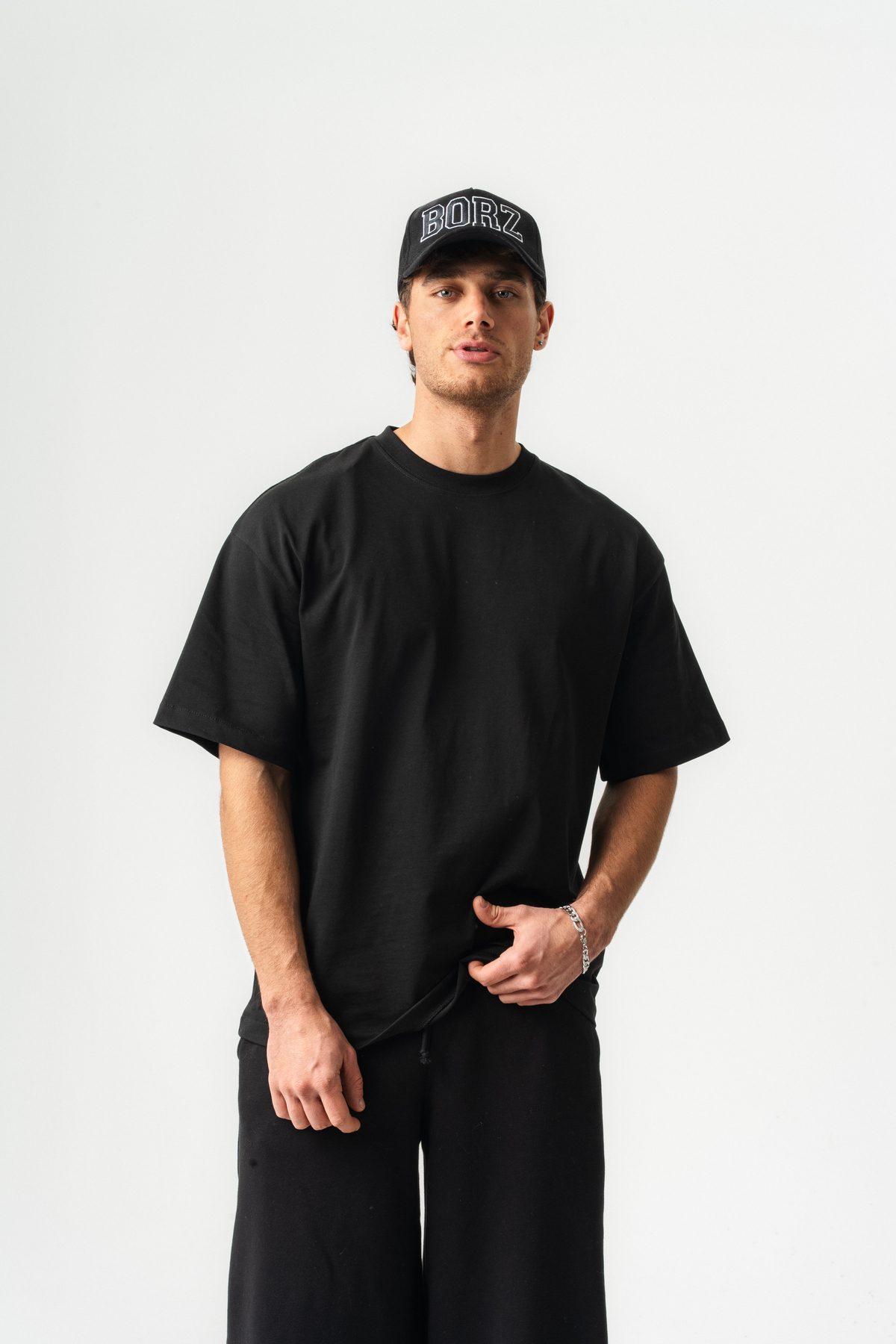 Erkek %100 Pamuk Oversize Kalıp Bisiklet Yaka Basic T-shirt —  (6)