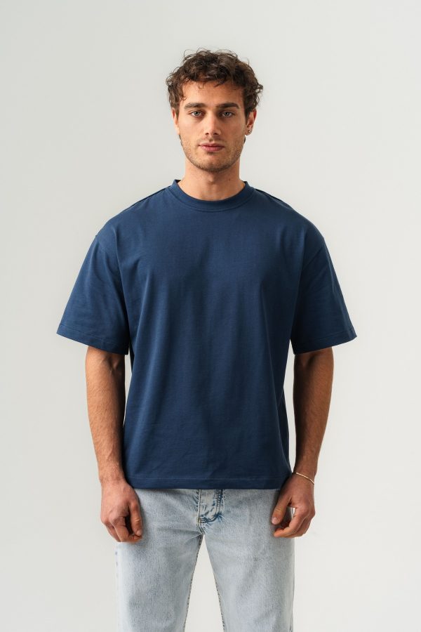 Erkek %100 Pamuk Oversize Kalıp Bisiklet Yaka Basic T-shirt