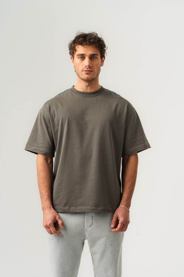 Erkek %100 Pamuk Oversize Kalıp Bisiklet Yaka Basic T-shirt