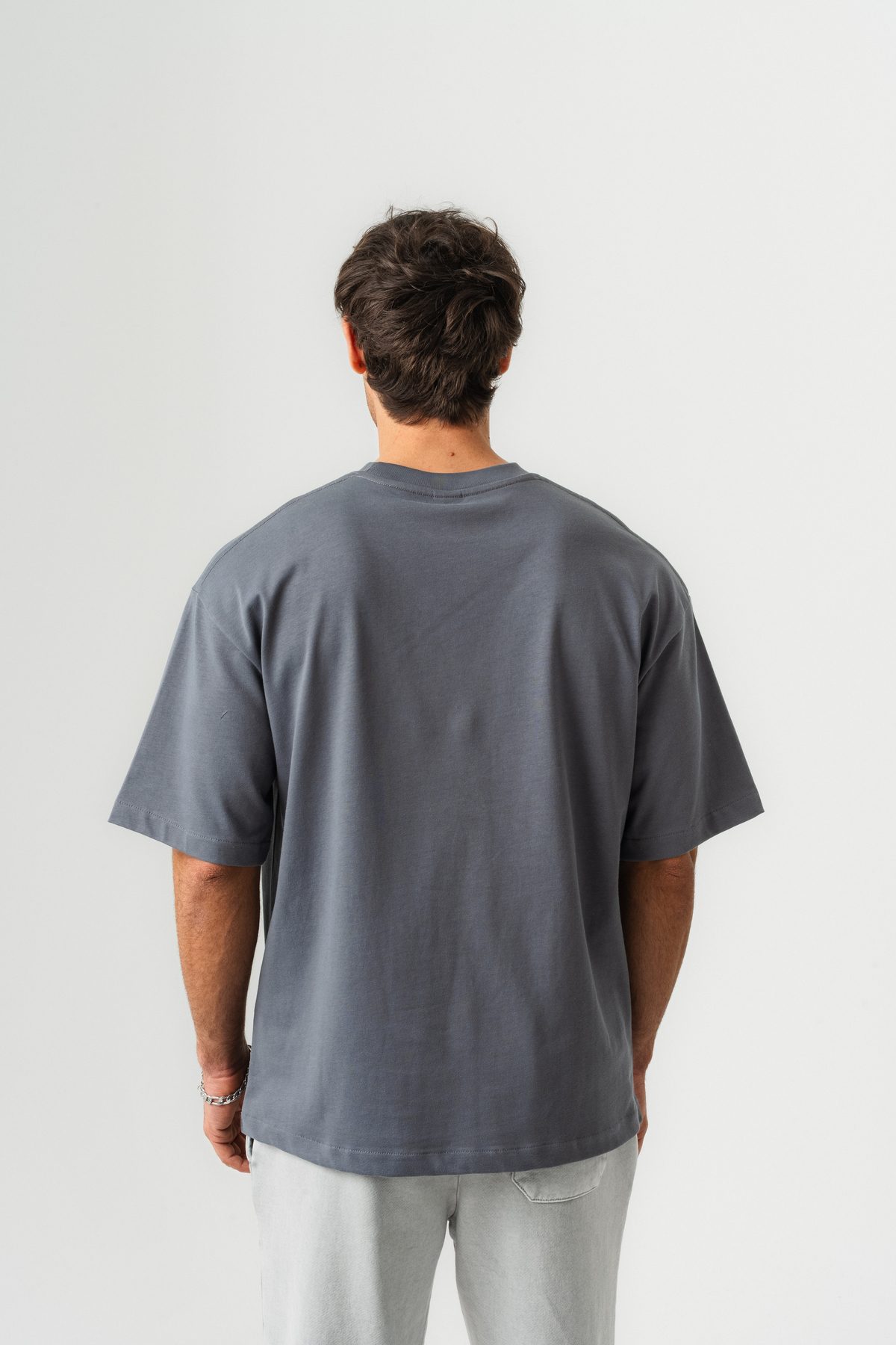 Erkek %100 Pamuk Oversize Kalıp Bisiklet Yaka Basic T-shirt —  (4)