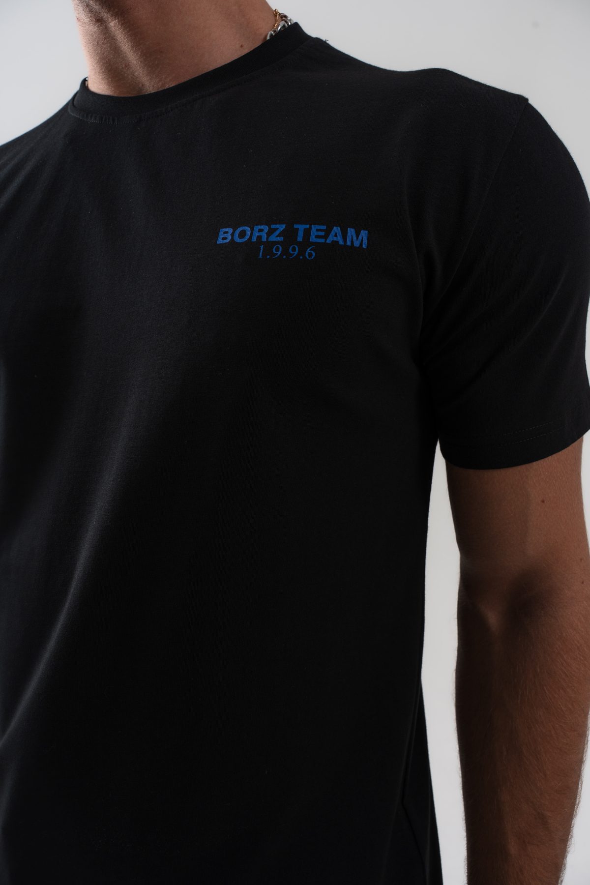 Erkek Siyah Borz Team Sırt Baskılı %100 Pamuk Regular Kalıp Bisiklet Yaka T-shirt —  (5)