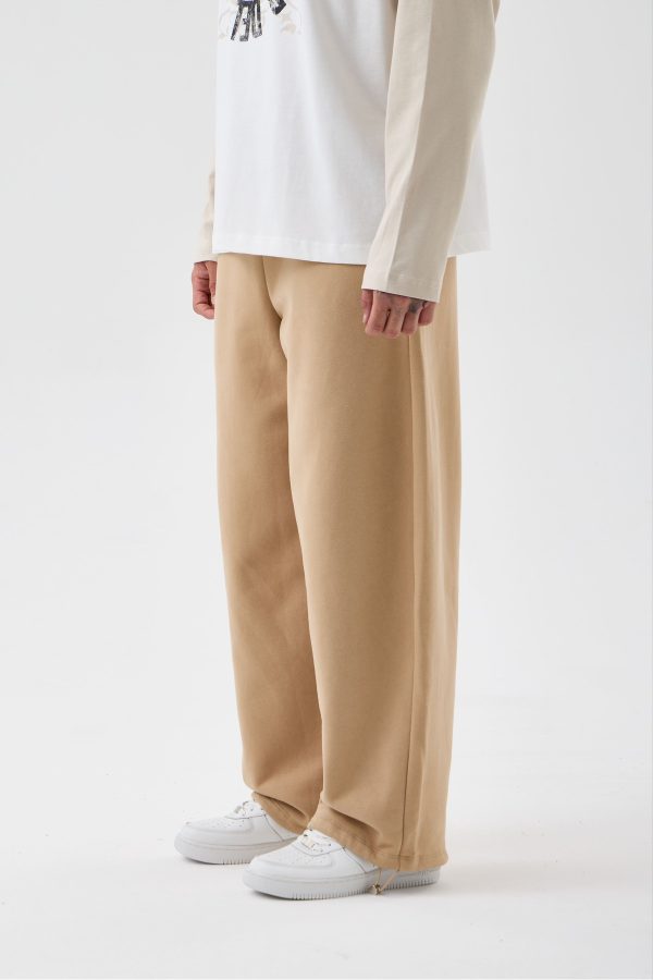 Erkek/Unisex Oversize Fit Bol Paça Eşofman Altı — Bej