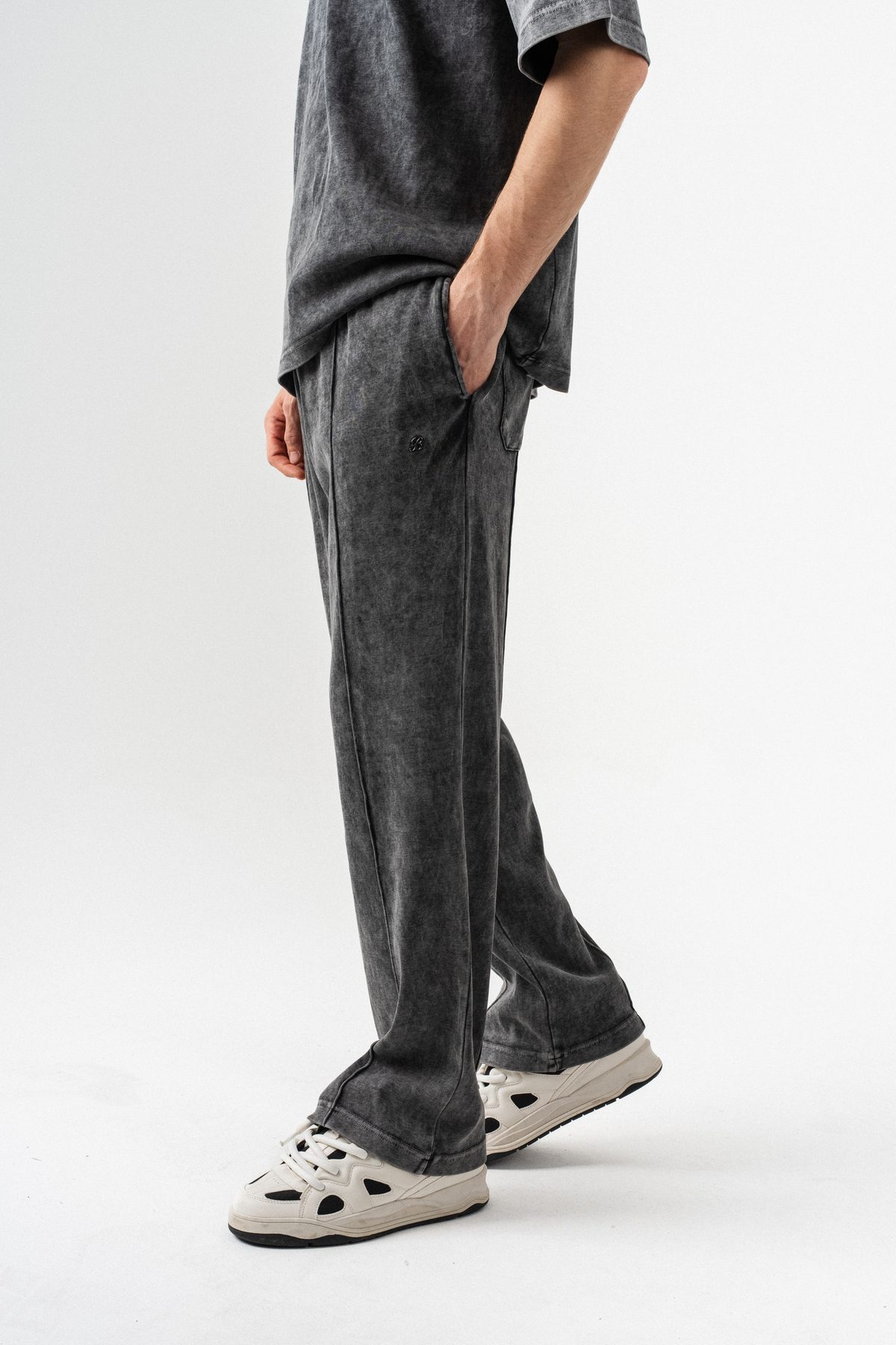 Erkek Efektli Oversize Kalıp T-shirt ve Pantolon Takımı — Siyah (7)