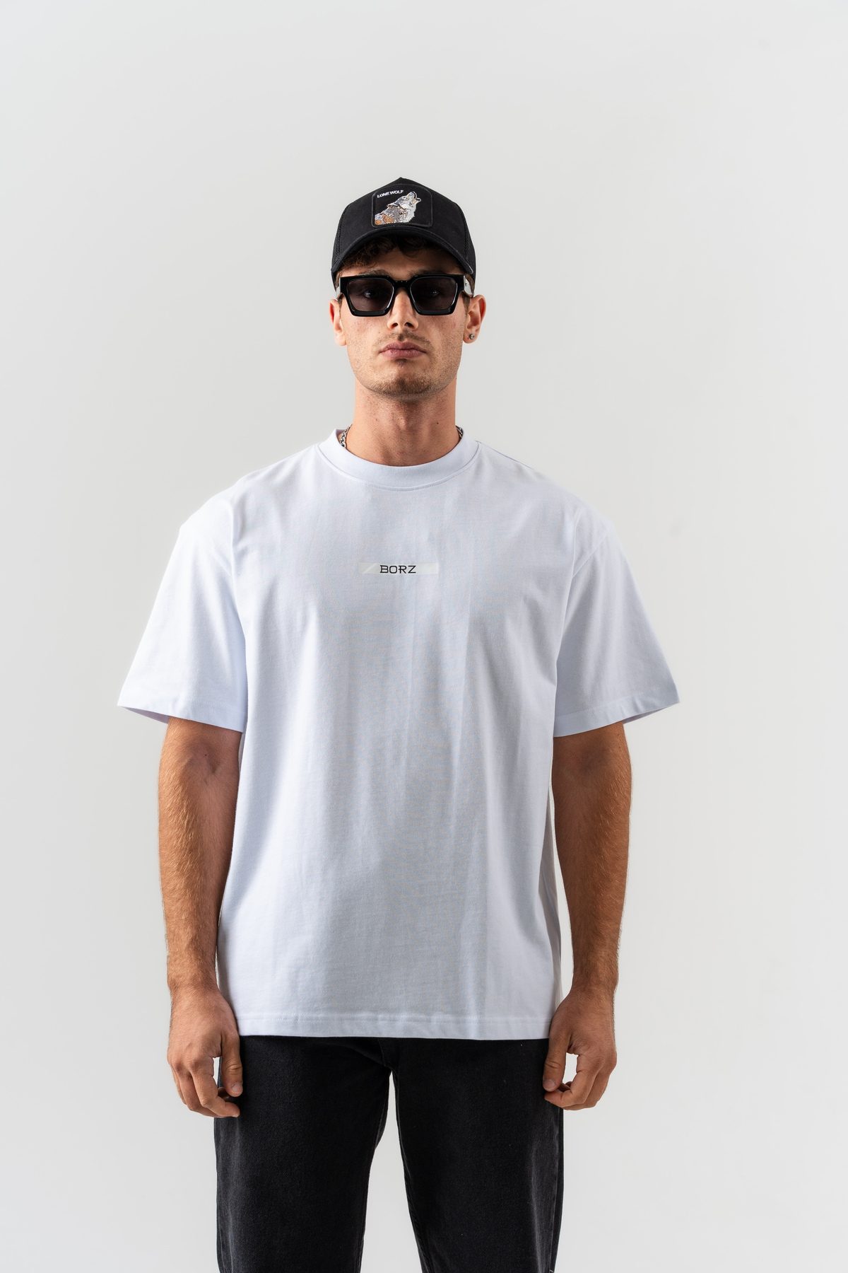 Erkek Beyaz Renaissance Sırt Baskılı %100 Pamuk Oversize Kalıp Bisiklet Yaka T-shirt — BEYAZ (3)