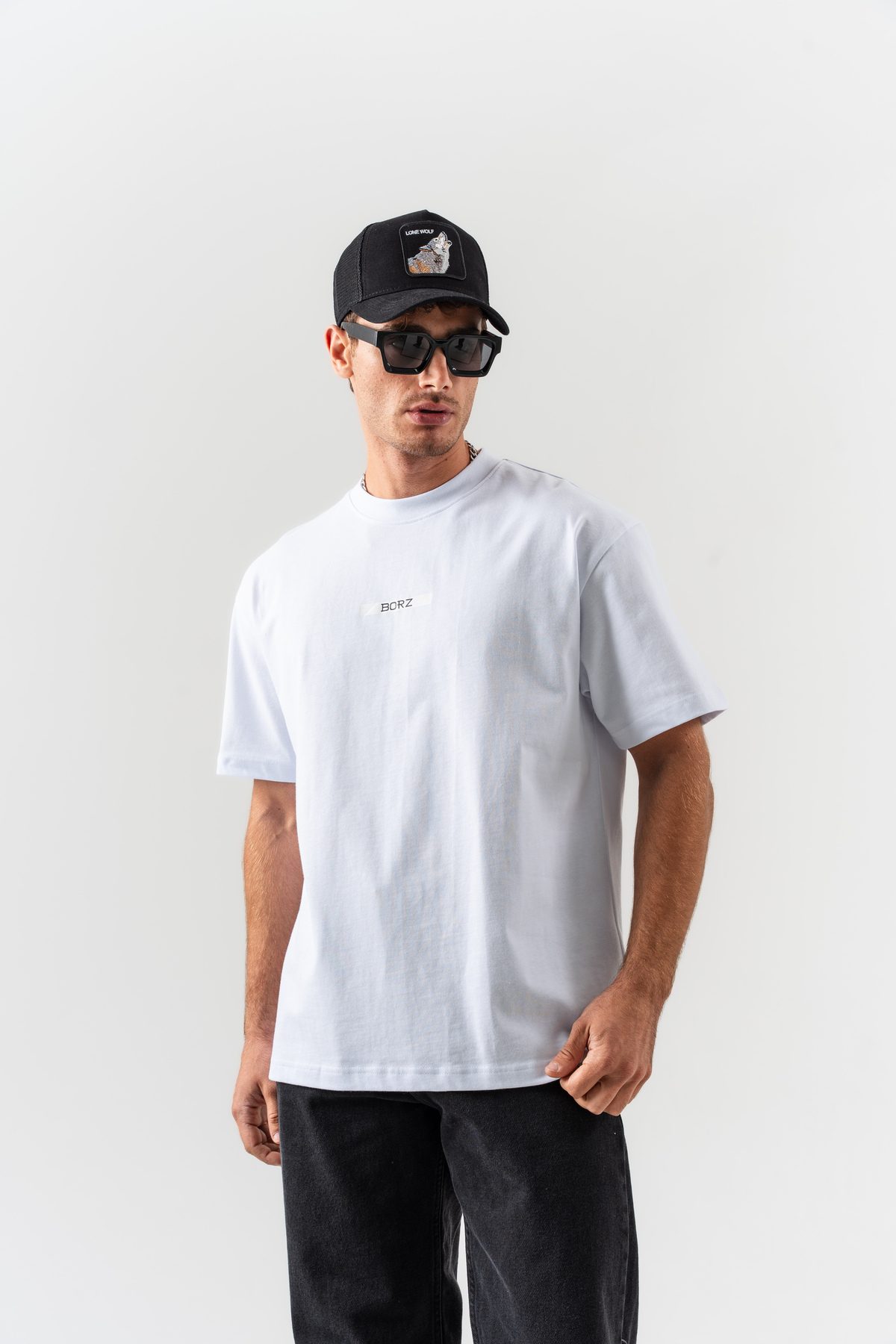 Erkek Beyaz Renaissance Sırt Baskılı %100 Pamuk Oversize Kalıp Bisiklet Yaka T-shirt — BEYAZ (5)
