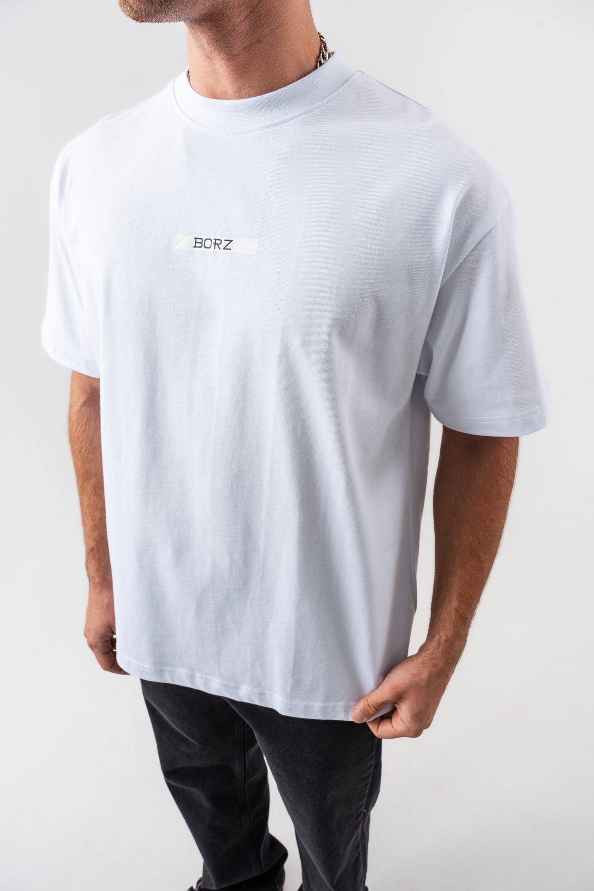 Erkek Beyaz Renaissance Sırt Baskılı %100 Pamuk Oversize Kalıp Bisiklet Yaka T-shirt — BEYAZ (6)